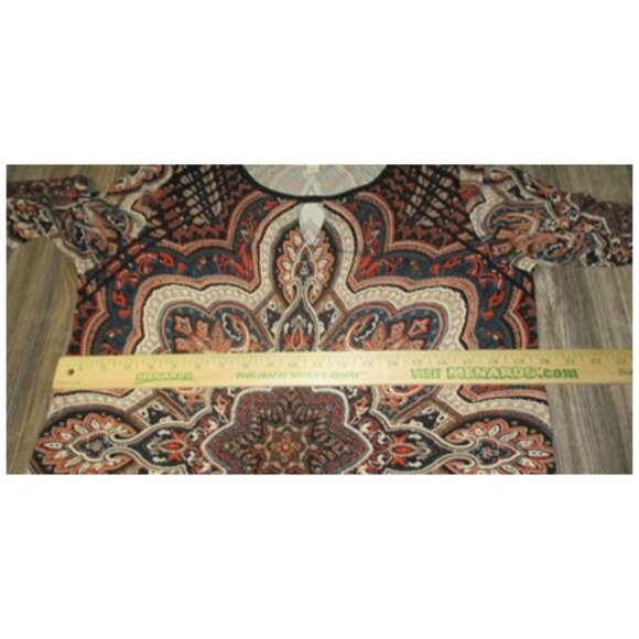 db established 1962 Womens Sz PL Petite Large Brown Paisley Fall Office Boho Top - Picture 8 of 13